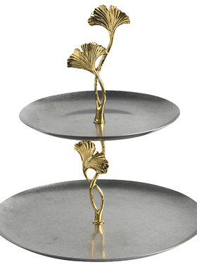 金属双层蛋糕盘水果盘托盘收纳盘