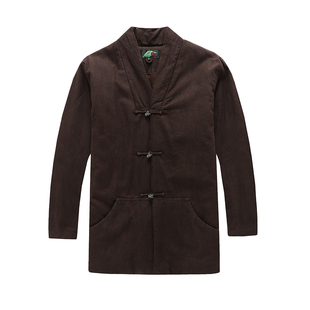 楠中国风男装冬季外套2024新款新中式复古上衣男棉麻宽松纯色瑾瑜