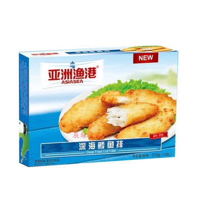 亚洲渔港深海鳕鱼排310g/10片装 鳕鱼条 汉堡西餐半成品1包包邮