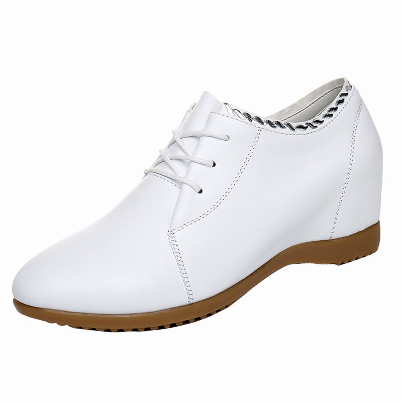 2026新款春秋平底真皮小白鞋内增高单鞋休闲女鞋子百搭坡跟软皮鞋