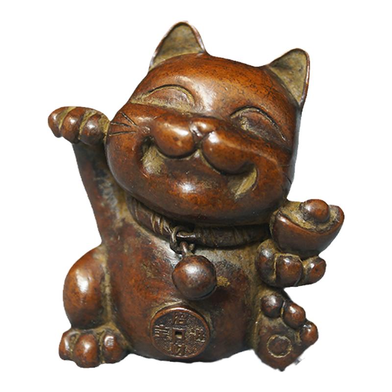 手作日式实心铜茶宠虫招财猫清仓
