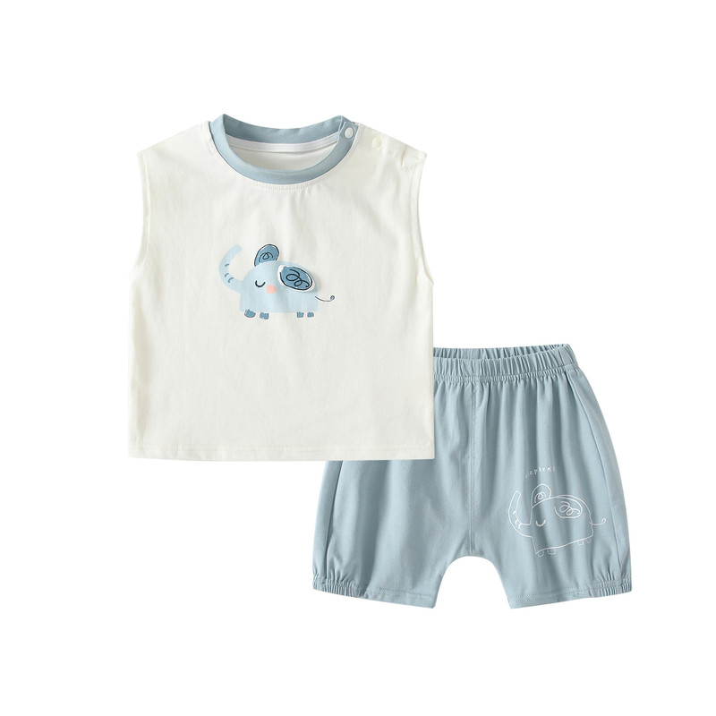 男宝宝套装夏装薄款无袖背心衣服