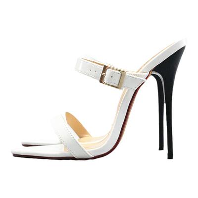 13CM性感一字带细跟大码凉拖