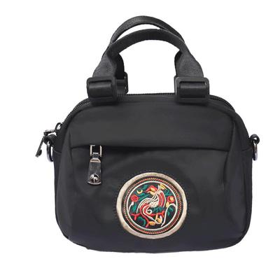 多隔层百搭牛津布刺绣单肩包