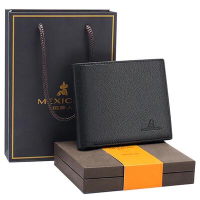 稻草人高档礼盒头层羊皮钱包真皮