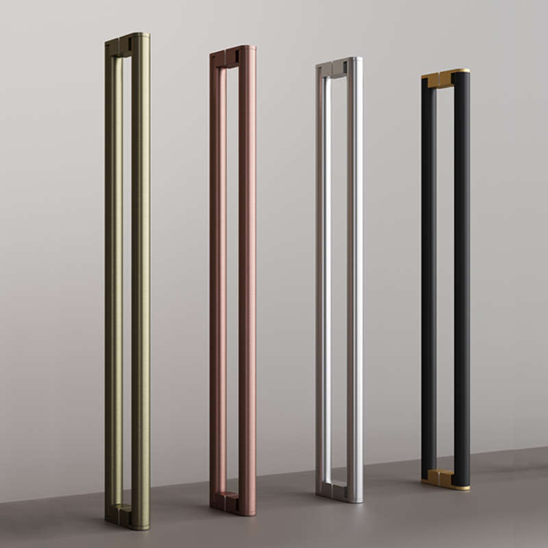 加厚金拉丝不锈钢玻璃门拉手轻奢黑金大门拉手酒店玫瑰金大把手