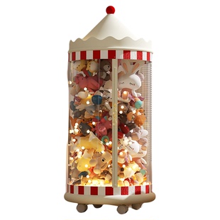 大直径娃娃收纳桶拉链款家用毛绒玩具透明整理筒儿童公仔收纳神器