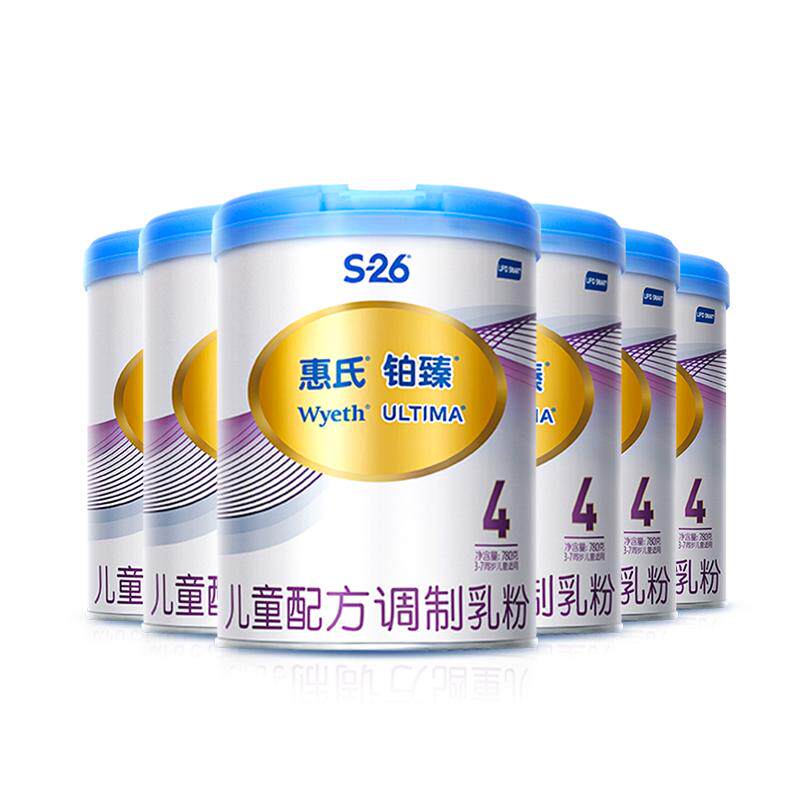 【学习添动力】惠氏铂臻幼儿童4段配方奶粉780g*6罐4-7岁瑞士进口