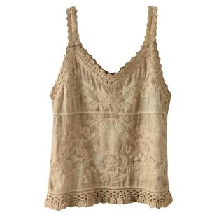 纯棉精品民族风镂空刺绣打底衫夏季宽松森系吊带女百搭钩花背心