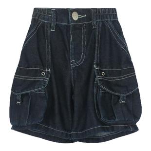 大耳象女童立体口袋牛仔短裤夏季新款宝儿百搭五分裤子