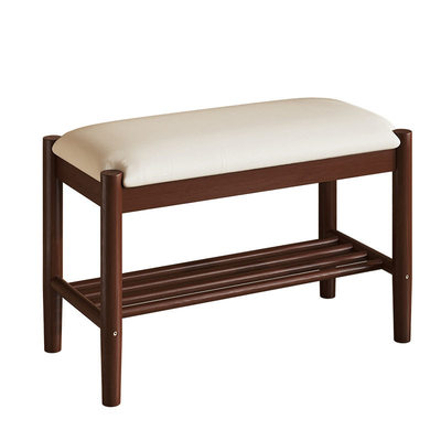 玄关门口实木长条换鞋凳