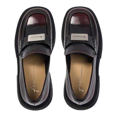 粗跟单鞋女复古英伦小皮鞋乐福鞋