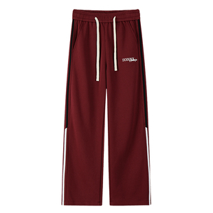 直筒加绒加厚青少年秋冬宽松休闲裤户外慵懒vibe风垂感运动长卫裤