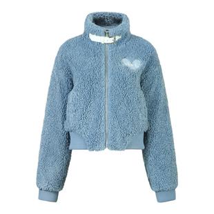 GUUKAHERO秋冬设计感立领短款羊羔绒外套女 软糯保暖慵懒收腰夹克