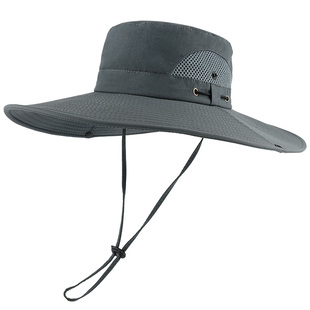 大帽檐渔夫帽男款夏季户外防紫外线遮阳帽登山徒步防晒帽子钓鱼帽