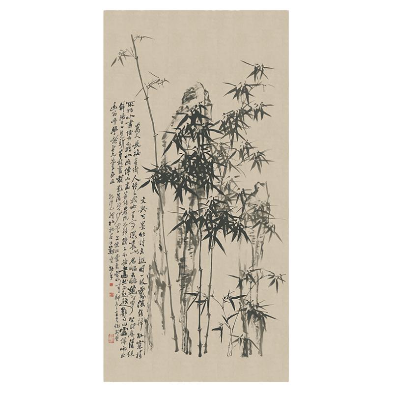 清 郑板桥郑燮竹石图名家墨竹立轴微喷复制装饰画学习临摹画稿