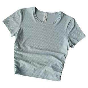 lu同款All It Takes瑜伽短袖女轻薄罗纹高弹短款紧身健身运动T恤