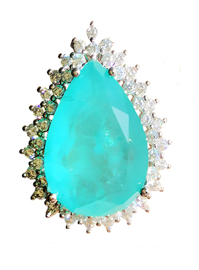 意大利复古猎豹海蓝宝石吊坠项链