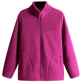 妈妈摇粒绒外套秋装加绒女装中老年人抓绒衣奶奶加厚上衣服秋冬款