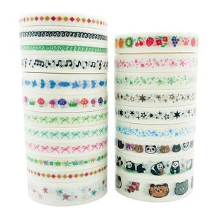 唐印文化手帐基础款和纸胶带极窄贴纸卷小鼻嘎拉条熊猫飞鸟蝴蝶结