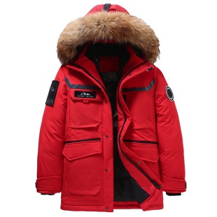 秋冬季新款大码连帽中长款羽绒服户外休闲保暖白鹅绒外套青年潮牌