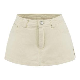 怪力酱 美式复古牛仔短裙女夏防走光开叉显瘦高腰半身a字包臀裙子