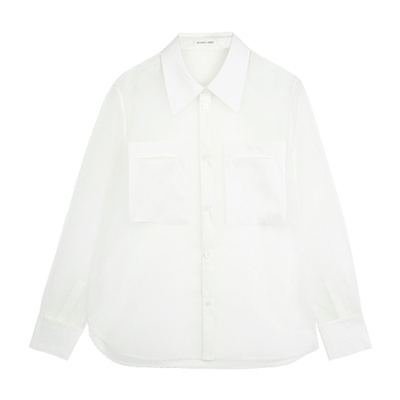 极简高级拼接欧根纱透视防晒衬衫