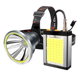 大功率头灯强光充电超亮户外远射超长续航带电瓶分体式P90头戴灯