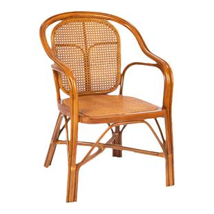 藤椅休闲藤编椅子靠背椅老人凉椅藤圈椅家用藤条椅单人天然真藤椅