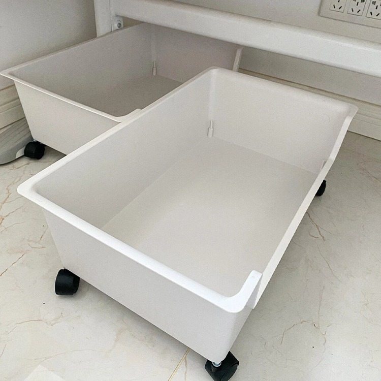 桌下书籍收纳箱可移动筐轮带书包家用收纳盒置物架杂物客厅收纳