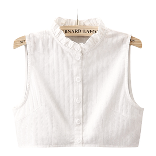 LRXN棉麻假领子女百搭假领韩版荷叶边薄衬衫领白色假衣领春夏秋季