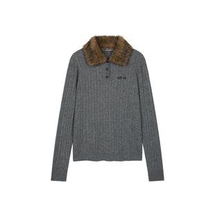 UOOYAA/乌丫2026春季新款「奇幻都市」毛领绞花POLO套头毛衫