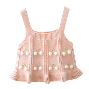 女童毛衣吊带背心2025秋季儿童甜美樱桃外穿一岁女宝宝针织衫马甲