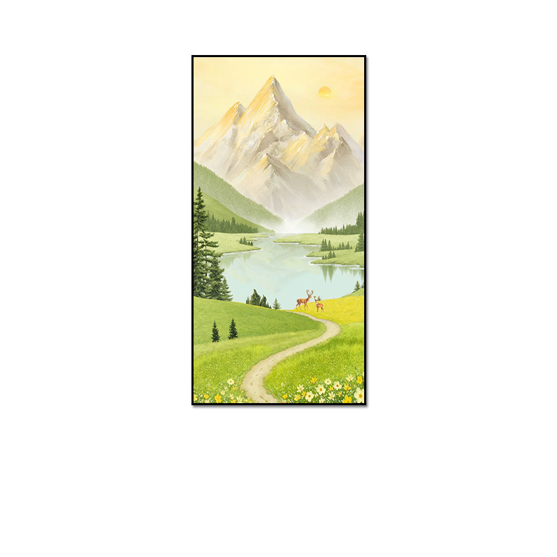 日照金山入户玄关装饰画山水画新款背景墙壁画走廊过道高级感挂画