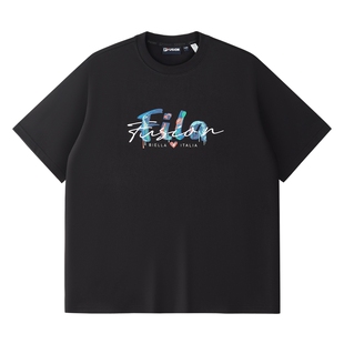 FILA FUSION斐乐潮牌情侣款针织短袖衫2026夏新款凉感宽松男女T恤
