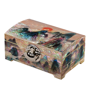 螺钿漆器首饰盒山水鹿鸣黄金饰品手镯项链戒指收纳盒商务生日送礼