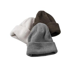 加厚毛线帽男士针织帽灰色帽子男款冬季大头围保暖护耳帽冷帽美式
