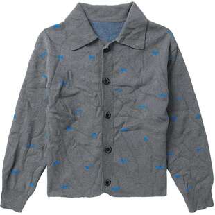 IT ADER error女装翻领针织开衫新款时尚质感褶皱感薄毛衣703GRXL