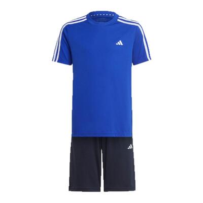 阿迪达斯男女大童三条纹短袖套装