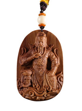 御金品澳洲檀香木关公手工艺项链