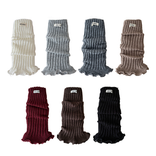 女童红色堆堆袜套新年针织袜套女孩秋冬加厚护膝袜套保暖小腿袜