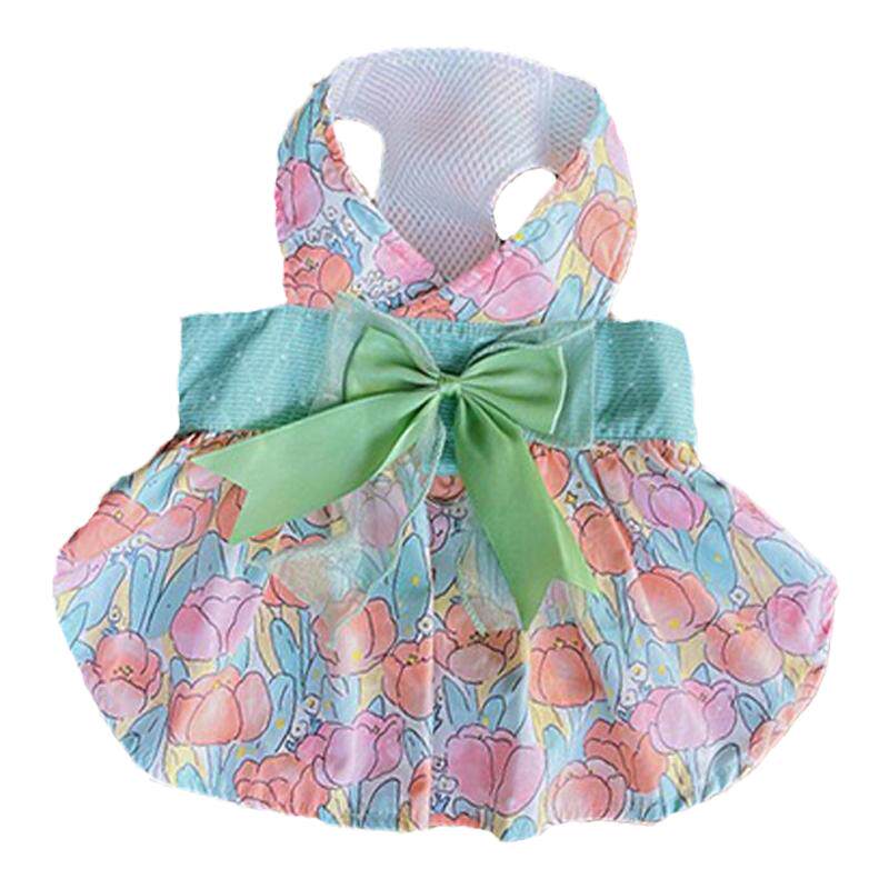 宠物无袖花朵连衣裙柯基衣服薄款