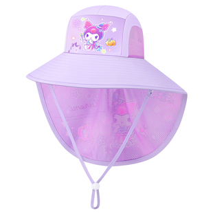 儿童防晒帽女童库洛米帽子女孩大帽檐沙滩渔夫帽遮阳春款2025新款