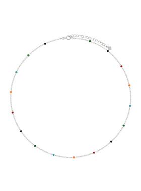 925通体银女彩色珠珠项链