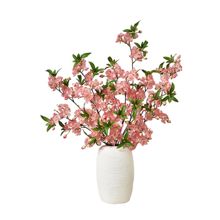 满庭芳桃花枝仿真花假花装饰摆件客厅插花束餐桌花艺轻奢干花绢花