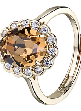 阿吉豆戒指女款仿水晶指环开口戒