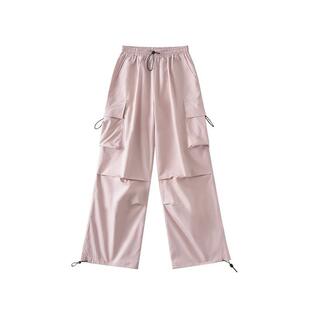 美式工装裤女秋季2023新款冬季加绒登山运动裤小个子阔腿降落伞裤