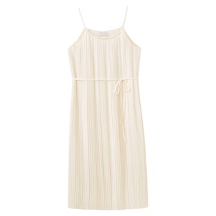 水云间白色百褶裙女吊带连衣裙夏日随时海滩风收腰裙子冷淡系2025