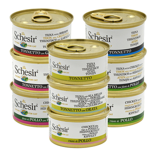 贝多芬宠物/意大利进口Schesir雪诗雅彩虹天然猫罐头猫罐6罐组合
