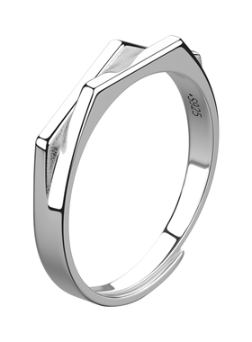 s925纯银几何多边形日韩风戒指